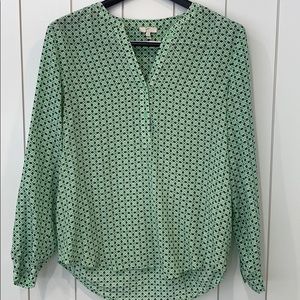 Joie silk green and navy blouse